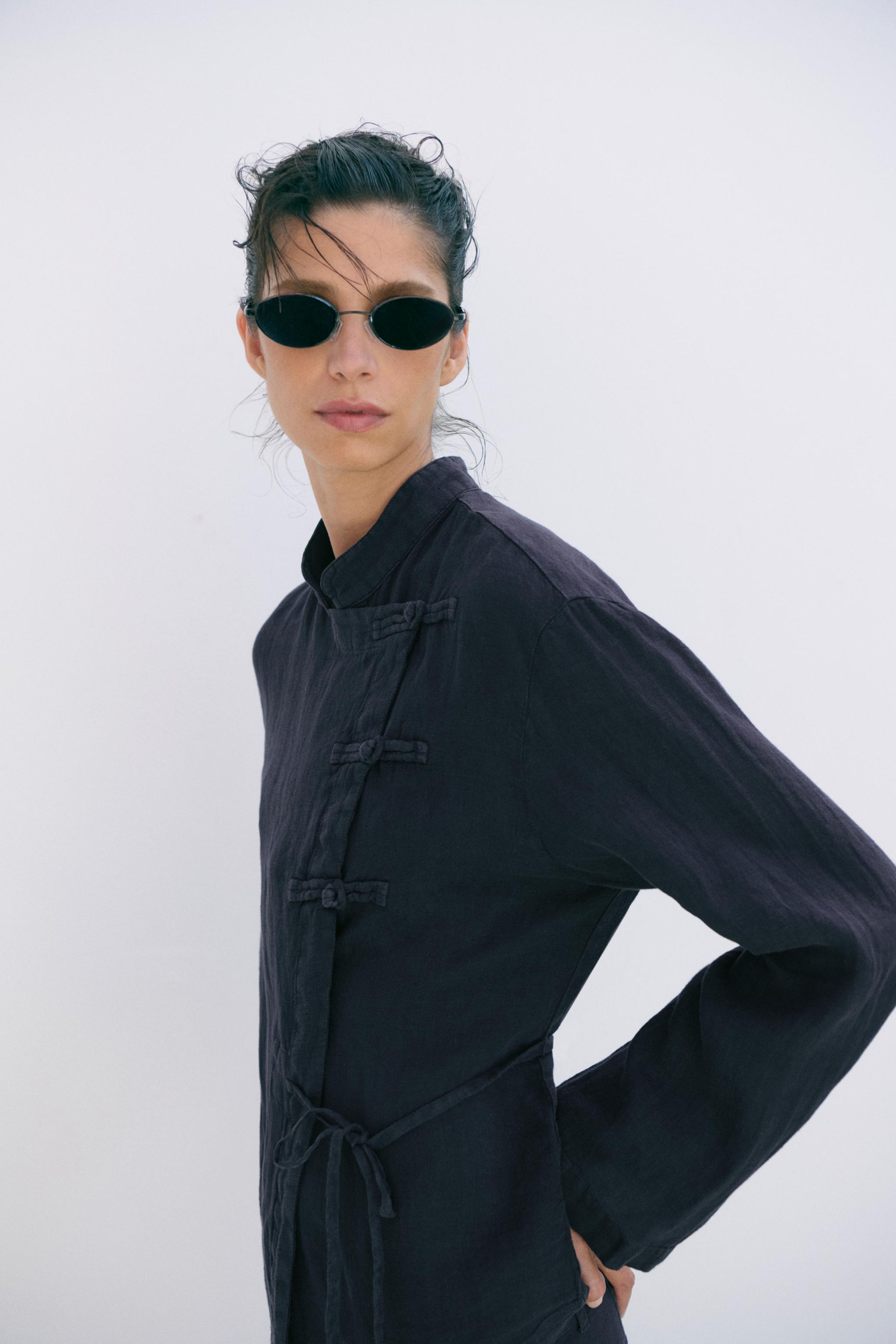 100% LINEN BARREL TROUSERS ZW COLLECTION